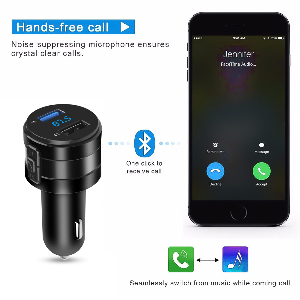 Bluetooth 4.2 FM Transmitter C - đánh giá và giá Robot Bluetooth Car